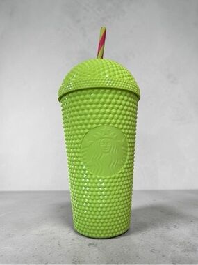 Starbucks Neon Green Studded Tumbler 16oz Cup Lid Straw Rare Color